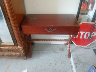 Antique Cherry Wood Console Table with Drawer