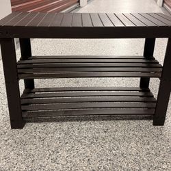  Brown Wooded Shoe Rack Bench