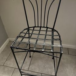 Wrought Iron Barstool Accent Chair Metal Weaved Vintage