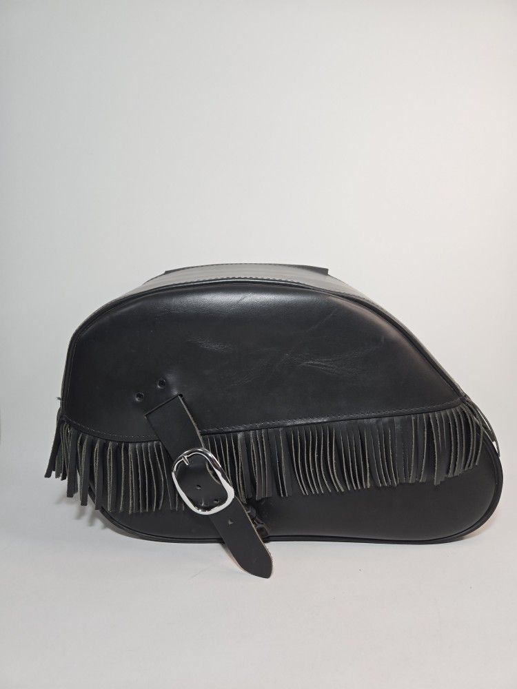 Honda Fringed Motorcycle Saddle Bag Black