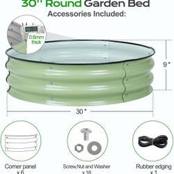 9" Tall 30" Metal Raised Garden Bed, Outdoor Planter Box and Raised Garden Kit for Vegetables, Flowers, Arugula and Herbs, Olive Green