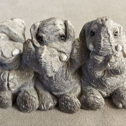 Stone Critters 3 Elephants Hear No Evil, Speak No Evil, See No Evil Pose SC-423