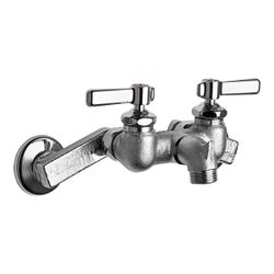 CHICAGO FAUCETS Straight Service Sink Faucet: Wall, Widespread, Cast Brass, Polished Chrome