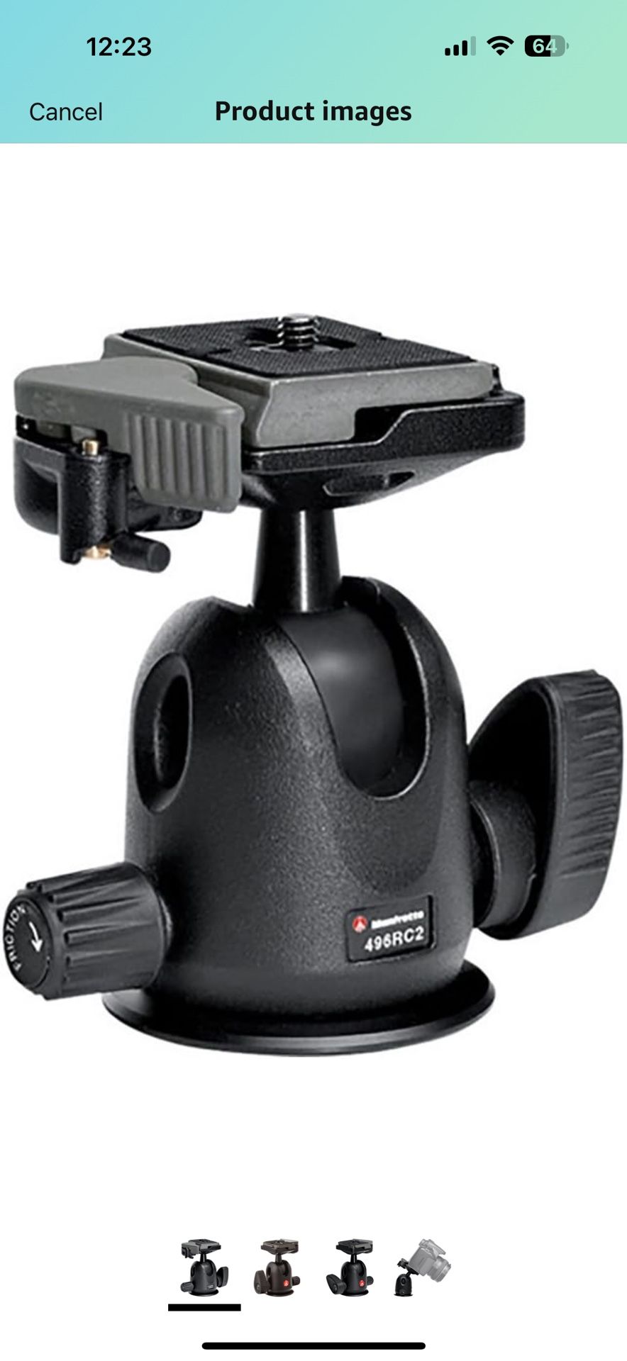 Manfrotto 496RC2 Ball Head With Quick Release Plate