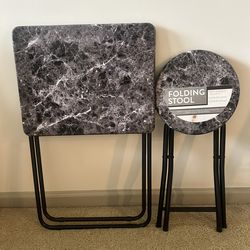 Foldable Table + Folding Stool Set – Excellent Condition (Moving Sale)