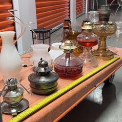 Group Of Oil Lamps 1 Antique Aladdin Few Candle Holders See The Pictures 