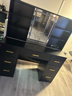 Black makeup vanity