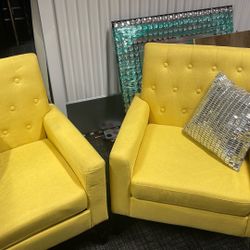 Yellow. Set Matching Chairs