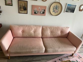 Pink linen article sofa FREE for pick up
