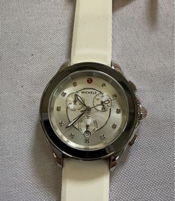 Michele Cape Grey & Silver Stainless Ladies Watch MWW27E000022 NWT 0.05 CTTW