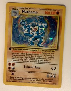 Machamp 1st Edition Holo Rare Pokémon Base Set in Excellent Condition