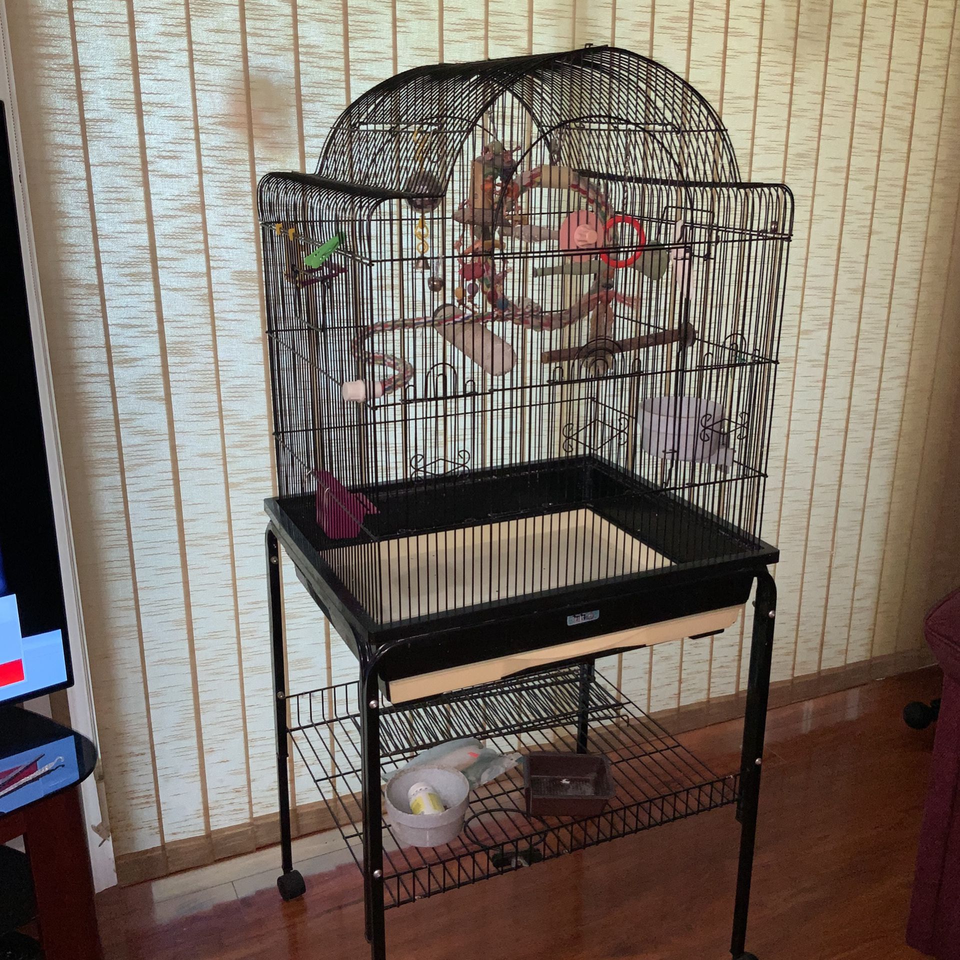 Bird Cage. With Stand And Accessories 