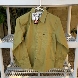 New! NWT Volcom Boys LS Tailored Shirt Youth Size L