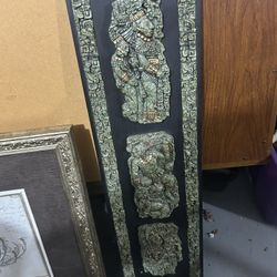 mid century modern large Mayan/Aztec Mexican Resin Wall Plaque 1960’s