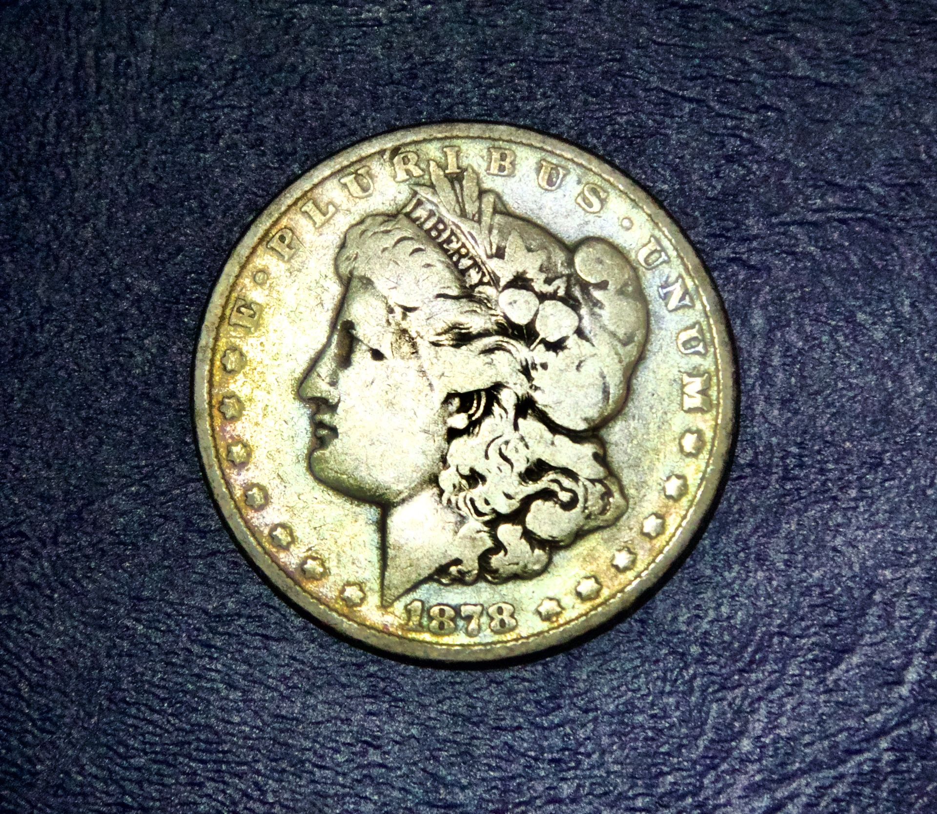 1878 āPā Morgan Silver dollar w peripheral rainbow Toning!