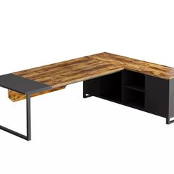 Tribesings  L- Shaped 70.8" Executive  Computer Desk 55" File Cabinet