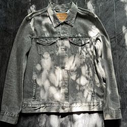 Levi Strauss Men's Grey Denim Jean Jacket size L/G Pockets Button Adjust Straight