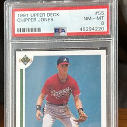 1991 Upper Deck Chipper Jones Rookie Card RC PSA 8 Atlanta Braves #55 NM-MT