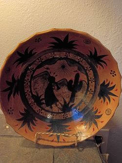 Hand-Painted Mexican Folk Art Ceramic Plate