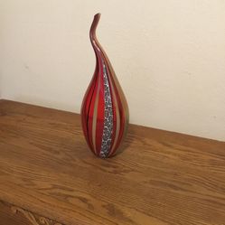 Eros Raffael (Italian, B. 1970) Blown Studio Art Glass Vase, Ca. 2000, H 13.5" W 5" Depth 3" Signed By Artist.