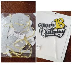 ¹8th Birthday Cake Topper And Cheers To 18 Years Banner