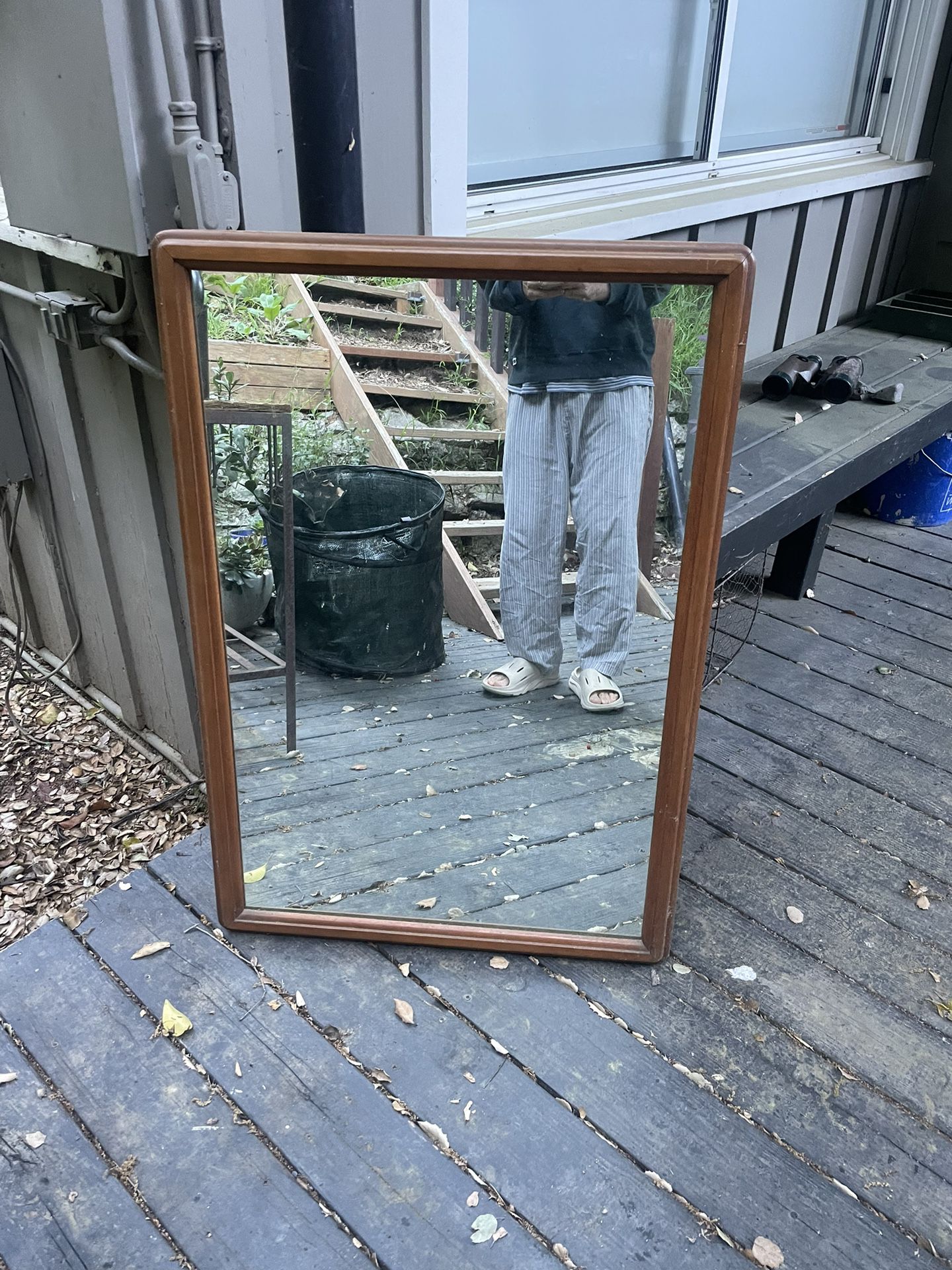 Midcentury Solid Wood Framed Mirror 