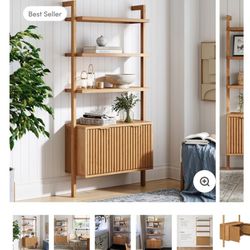 Mid century Fluted Wall Bookshelf - Nathan James In Color Warm Pine