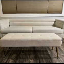 Ottwell Mid-century Upholstered Sofa & Ottoman 