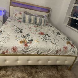 Bed Frame With LED Light + Power outlet