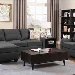 Brand New Dark Grey Reversible Chaise Sectional