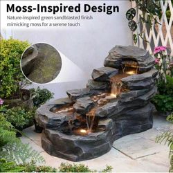 4016 37" Water Fountain Outdoor, 5-Tier Rock Waterfall Fountain with LED Lights
Warm Golden Glow, Relaxing Water Sounds, Large Reservoir & Durable Res