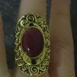 Marron Color Oval Stone Vintage Ring Adjustable 