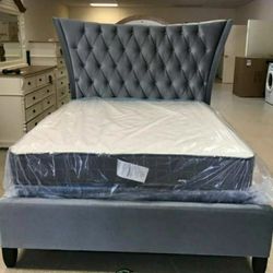 Gabrielle Queen Size Velvet Bed Frame 