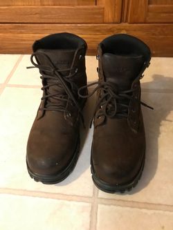 Brown Leather Lace-Up Work Boots