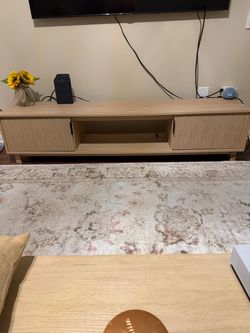 Light Wood TV Stand with Fluted Doors