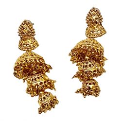 Gold Plated Indian Jhumka Layered Chandvali