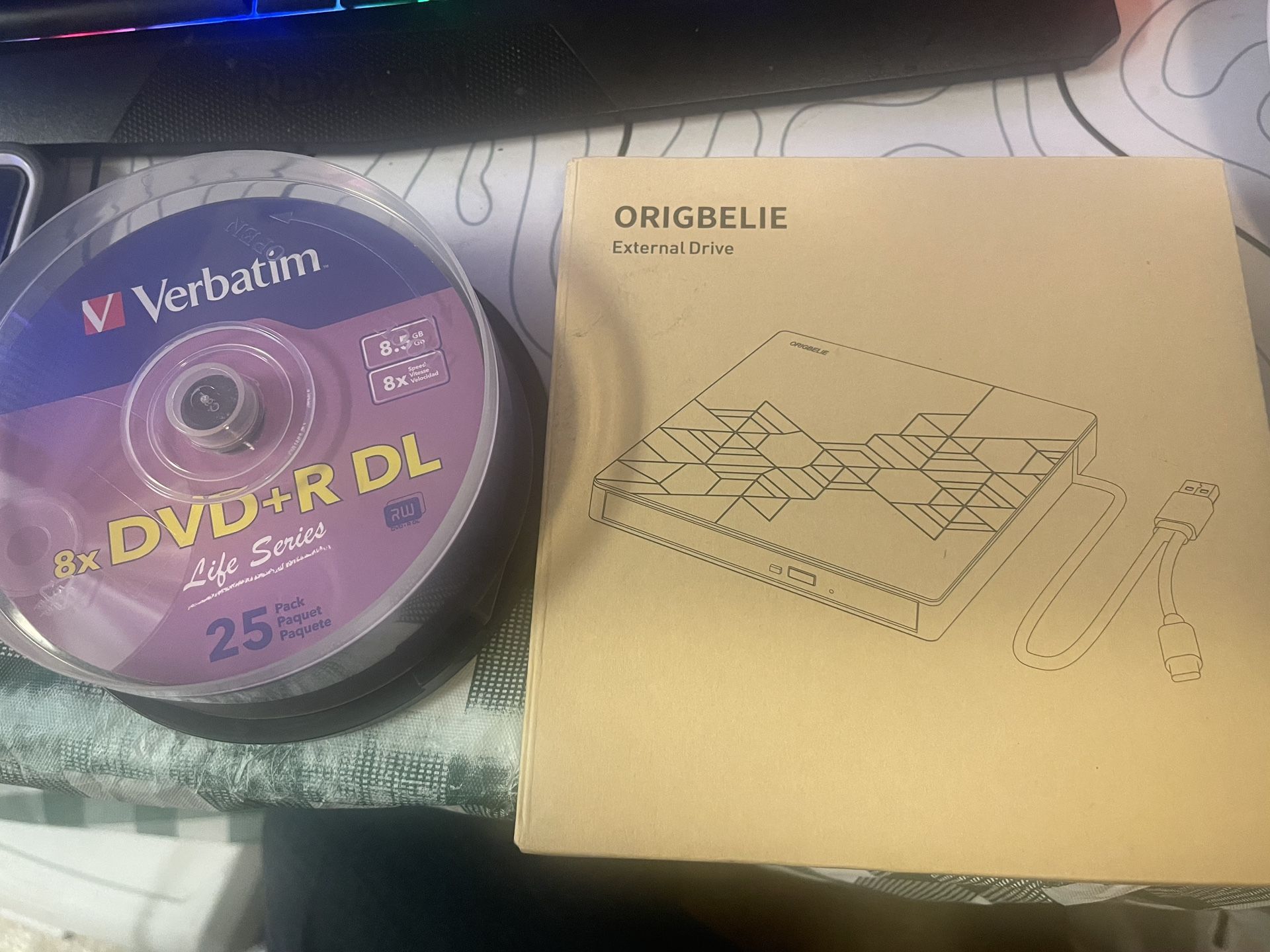 Verbatim DVD+R DL Doble Capa 8.5GB 8X LifeSeries - Paquete de 25 husillos, Unidad de DVD externa, unidad de CD USB 3.0 tipo C CD/DVD ROM +/-RW adaptad