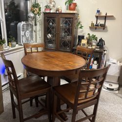 Wood dining table and chairs