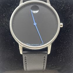 Movado (contact info removed)6 Leather Black Color Band Great Condition Working Perfect 