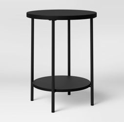 SET OF 2 Black Wood and Metal Round Side