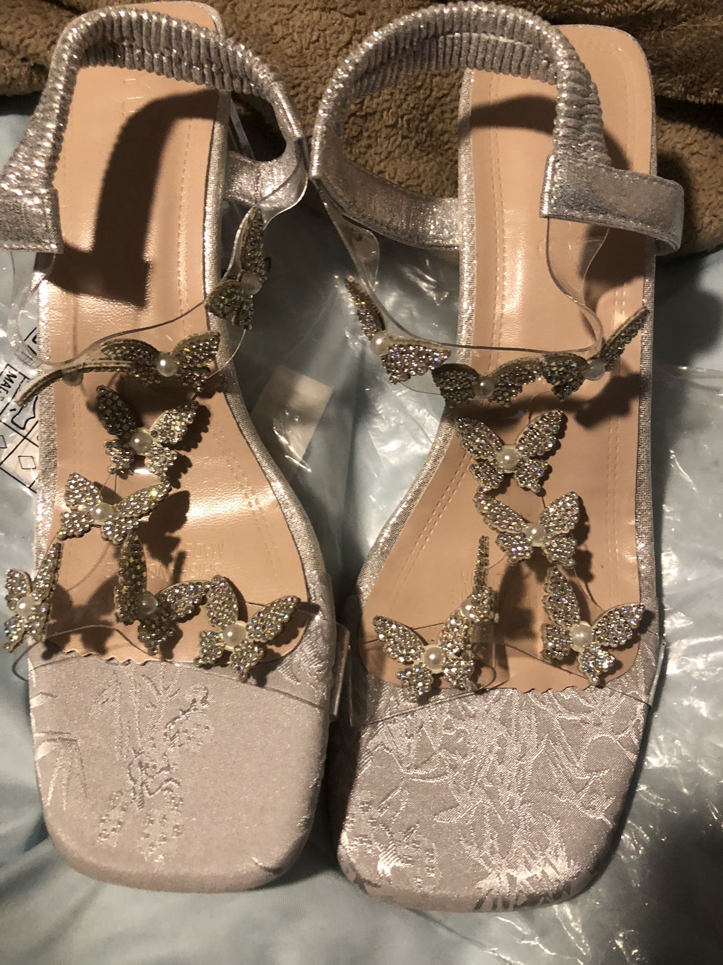 Women’s Silver Butterfly Heels (please Read Description)