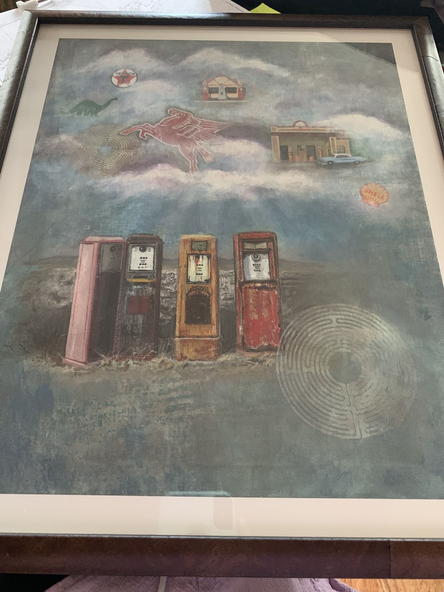 Framed Print Of All Gas Pumps Go To Heaven By Mauree Childress 15” x 12 1/2”