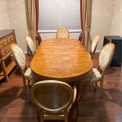 GREAT QUALITY SOLID WOOD DINING SET INCLUDING TABLE, 6 CHAIRS,  AND BUFFET