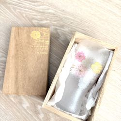 Japan Premium Sakura Beer Glass / Wooden Box - Cherry Blossom