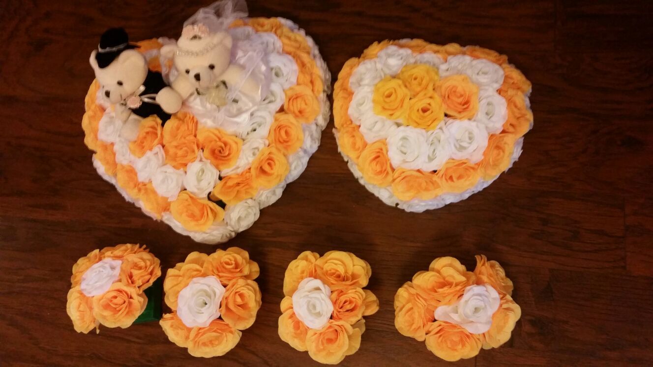 Wedding car decoration heart flowers display kit