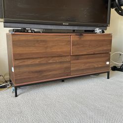 Dark Wood Tv Stand Art Deco With Drawers