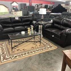 All Black Stationary Sofa And Love Seat Combo On Sale Now!! 