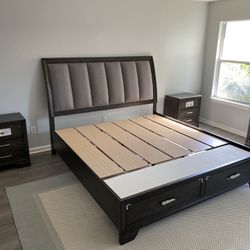 Queen Size Platform Bed Frame With Storage Drawers. Free Delivery . 90 Days Same As Cash Financing Available 