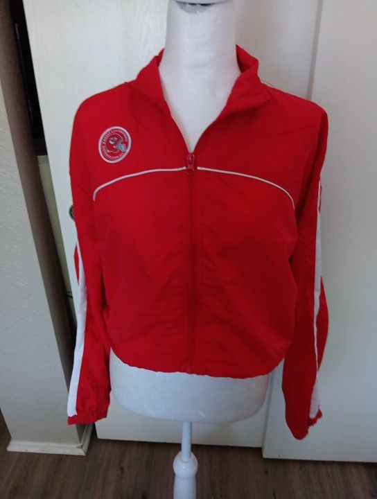WOMANS KANSAS CITY CHIEFS CROP WINDBREAKER PULLOVER NWT