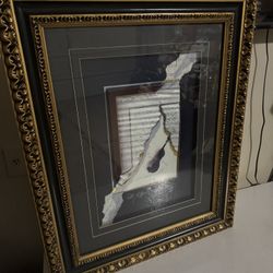 Framed Violin & Sheet Music Art – Gold Ornate Frame – 33x27 – Elegant Home Decor